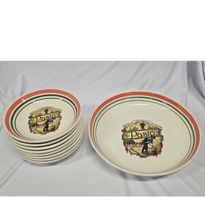 Himark San Remo Pasta Bowl Set 9pc Made in Italy Serving & 8 Individual Bowls